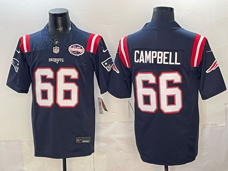 Men 2026 New England Patriots #66 Campbell Blue 3th generations Nike Limited NFL Jersey style 0005